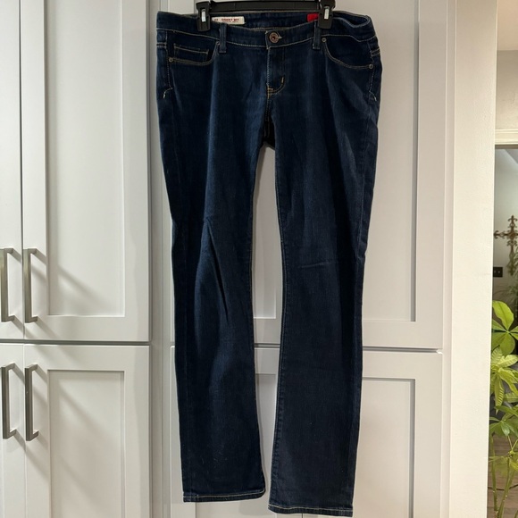 Express X2 W01 Ultra Low Rise Skinny Leg Jeans Women's Size‎ 12 Long Dark Wash - Picture 2 of 5